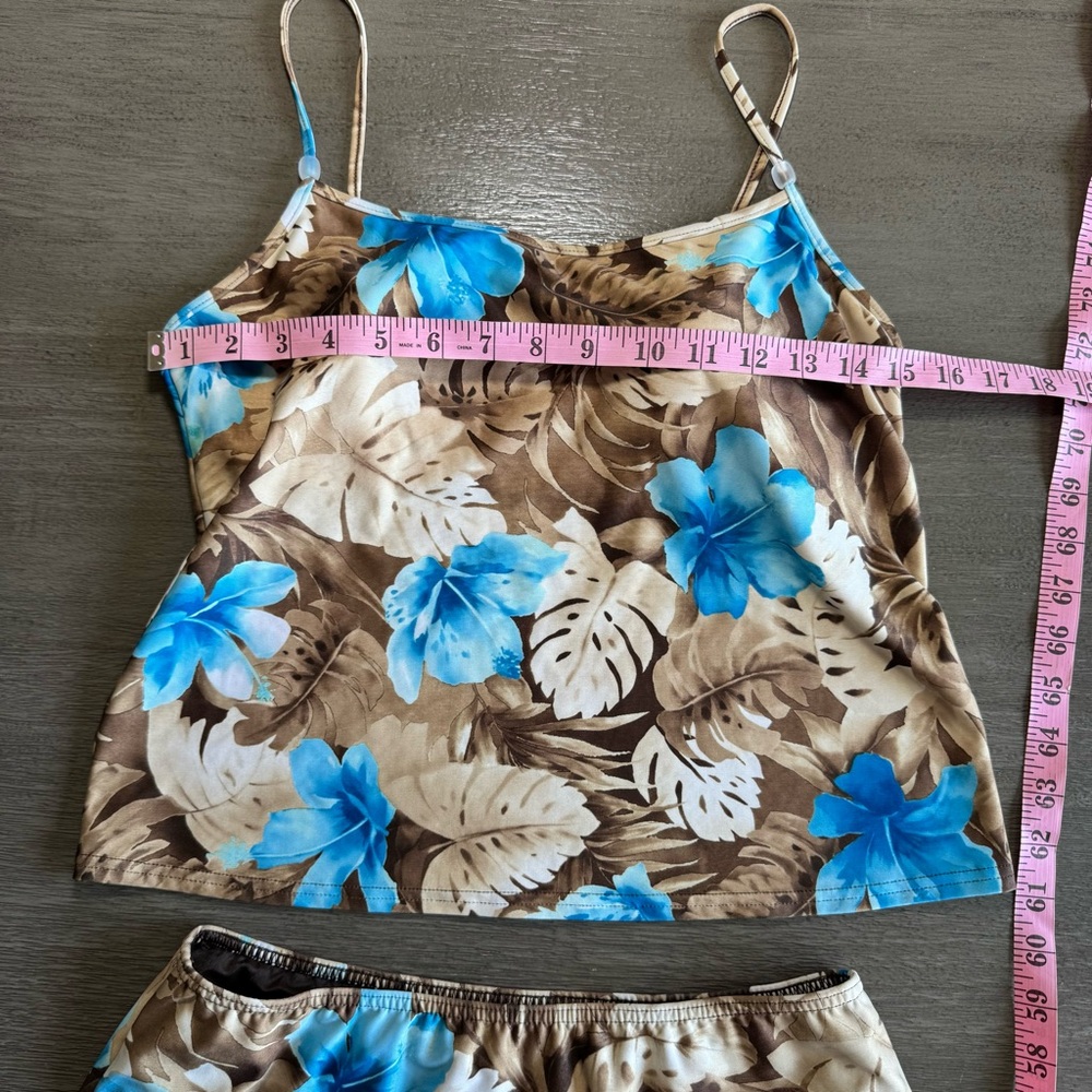 Vintage Skirt Set Tankini Swimsuit Tropical Floral S - Picture 7 of 10